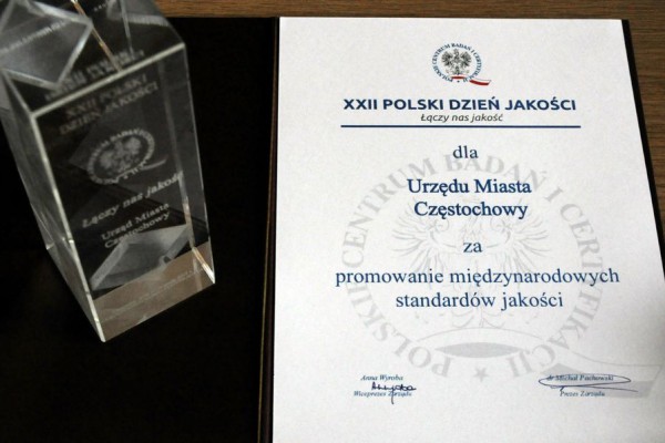 „Łączy nas Jakość” -  Prestiżowa nagroda dla częstochowskiego magistratu. 